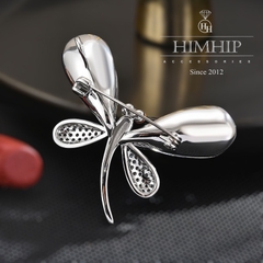 Trâm, Ghim Cài Áo HimHip Chuồn Chuồn Cánh Ombre Xanh Tím Thanh Lịch HKCC Đính Phale 3,9*4,7cm