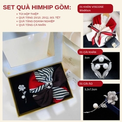 Set Quà 20/10 HimHip Khăn Viscose 90x90cm & Cài Khăn, Cài Áo Kèm Túi Hộp Thiệp - 1282