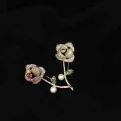 Trâm, Ghim Cài Áo HimHip Cành Hồng Sang Trọng HKCC Mix Trai 3,5*5,7cm