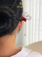 Trâm Cài Tóc HimHip Mộc Điệp Ngọc Châu 18.5cm Kèm Hộp Phụ Kiện Áo Dài