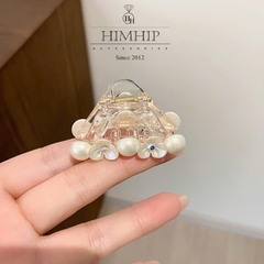 Kẹp Càng Cua HimHip Composite Hoa Nhỏ 3 Cánh Nụ Phale Phối Hạt Giả Trai 12 Răng 4.5x3cm