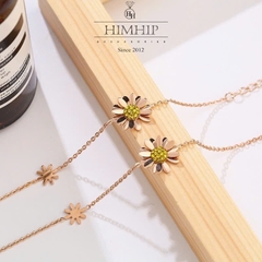 Vòng Tay HimHip TiTan Hoa Cúc Họa Mi Phối Nụ Phale Tùy Chỉnh 17.5+7.5cm