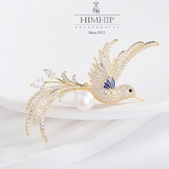 Trâm, Ghim Cài Áo HimHip Én Nhỏ Phối Hạt Giả Trai 7.5*3cm