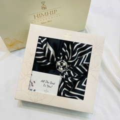 Set Quà HimHip Khăn Lụa Vuông 70x70cm & Cài Khăn Kèm Túi Hộp Thiệp - 447