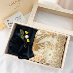 Set Quà Tặng HimHip Khăn Viscose 90x90cm & Bối Tóc Kèm Túi Hộp Thiệp - 113
