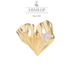 Trâm, Ghim Cài Áo HimHip Trái Tim 3D HKCC Phối Phale Lấp Lánh 2.8x2.8cm