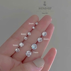 Khuyên Tai Nụ HimHip Chốt Bạc 925 Mặt Phale Tròn Cao Cấp