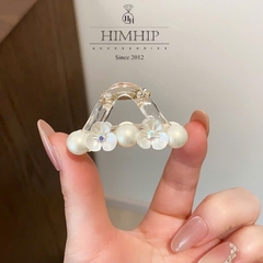 Kẹp Càng Cua HimHip Composite Hoa Nhỏ 3 Cánh Nụ Phale Phối Hạt Giả Trai 12 Răng 4.5x3cm