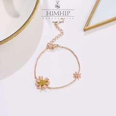 Vòng Tay HimHip TiTan Hoa Cúc Họa Mi Phối Nụ Phale Tùy Chỉnh 17.5+7.5cm