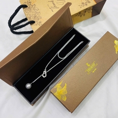 Vòng Cổ HimHip Minimal Pearl Lariat Mặt Tinh Thể Ngọc Trai 12ly Phối Dây Phale 2ly Lấp Lánh 60cm Kèm Hộp
