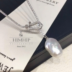 Vòng Cổ HimHip Minimal Pearl Lariat Mặt Trai Dị Phối Dây Phale 3ly Lấp Lánh 60cm Kèm Hộp