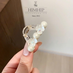 Kẹp Càng Cua HimHip Composite Hoa Nhỏ 3 Cánh Nụ Phale Phối Hạt Giả Trai 12 Răng 4.5x3cm