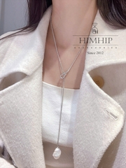 Set Trang Sức HimHip Vòng Cổ  & Khuyên Tai Ngắn Mặt Trai Thật Kèm Túi Hộp Thiệp - 107