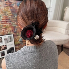 Dây Buộc Tóc HimHip Hoa Hồng Nhung Phối Hạt Giả Trai 5.5cm