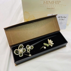 trâm nâu Set Quà Tặng HimHip Trâm Cài Tóc & Cài Áo Kèm Túi Hộp Thiệp - 51
