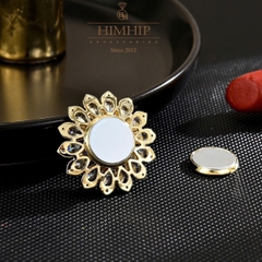 Pin Cài Tự Hít HimHip Hoa Cúc Nụ Tím Sang Trọng HKCC Đính Phale 3*3cm
