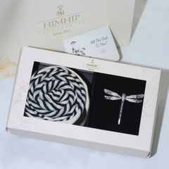 Set Quà HimHip Khăn Lụa Vuông 90*90cm & Cài Áo Kèm Túi Hộp Thiệp - 1159