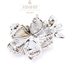 Trâm, Ghim Cài Áo HimHip HKCC Hoa Lay Ơn Nụ Phale Tím Phối Bướm Nhỏ 6*4.5cm