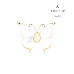 Trâm, Ghim Cài Áo HimHip HKCC Bướm Trắng Nhỏ Khảm Trai 2.5*3cm