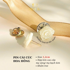 [Thiết kế] Pin Cài Áo HimHip Hoa Hồng Sang Trọng HKCC Khảm Trai 1,2cm HPBD