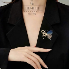 Trâm, Ghim Cài Áo Nam Nữ Himhip Kim Xà Bích Điệp May Mắn HKCC Đính Phale 5,2*5,2cm
