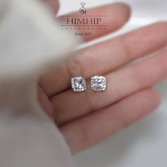Khuyên Tai Nụ HimHip Chốt Bạc 925 Mặt Phale Vuông Cao Cấp