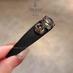 Kẹp Mái Bật HimHip HKCC Đệm Vải Đính Phale Phối Hạt Thanh Lịch 7x2cm