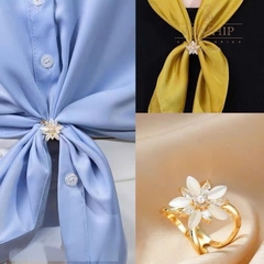 Cài Khăn 4 Chấu HimHip HKCC Size To Hoa Mắt Mèo Phối Đá Phale 2.5*1.9cm