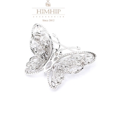 Trâm, Ghim Cài Áo HimHip KHCC Bướm Trắng Phale 2 Tầng Cánh 3.8*4.8cm