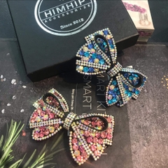 Kẹp Bấm HimHip Đính Đá Nhiều Màu Hình Nơ Thanh Lịch 9cm