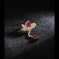 Trâm, Ghim Cài Áo Nhỏ HimHip Hoa Sen Tua Dài Sang Trọng HKCC Đính Phale 2,5*5cm