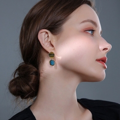 Khuyên Tai Ngắn HimHip Mặt Tròn Sang Trọng HKCC Đính Phale 1.2x3cm