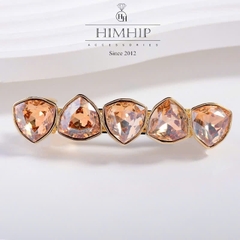 Kẹp Bấm HimHip HKCC Đính 5 Hạt Phale Tam Giác Lấp Lánh 6.5x1.4cm