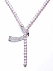 [Thiết Kế] Vòng Cổ HimHip Tinh Thể Ngọc Trai 8Li Mặt Xoắn Đính Phale Sang Trọng 55-60cm