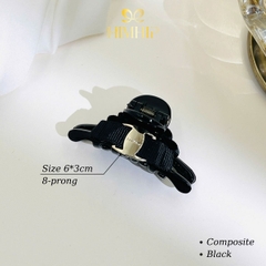 Kẹp Càng Cua HimHip Composite Dáng Dẹt Gắn Nơ Hai Lớp Khuy HKCC