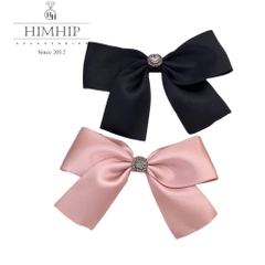 Kẹp Mái Mỏ Vịt HimHip Phối Vải Đính Đá Thắt Nơ Thanh Lịch 12x8cm
