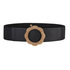 Dây Lưng HimHip Da Thật Phối Chun Mặt Hoa Tròn Sang Trọng 5x70cm