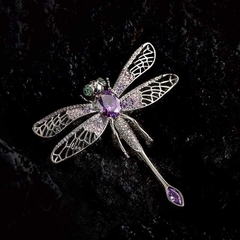 Trâm, Ghim Cài Áo HimHip Chuồn Chuồn Tím Sang Trọng HKCC Đính Phale 5*5,5cm