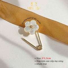 [Thiết kế] Trâm, Ghim Cài Áo Kim Băng HimHip HKCC Bạch Ngọc Mai 3x1.5cm