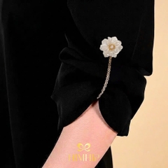 Pin Cài Tự Hít HimHip Hoa Cúc Trắng 2.4cm Phối Dây Xích Đôi 11cm