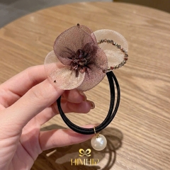 Dây Buộc Tóc HimHip Hoa Voan Vải Nối Vòng Đá Phale 6x4.5cm