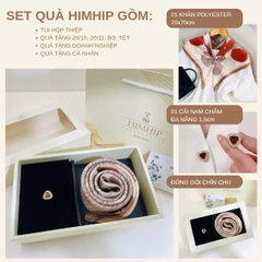 Set Quà 20/10 HimHip Khăn Lụa 70x70cm & Pin Cài Tự Hít Kèm Túi Hộp Thiệp - 1299