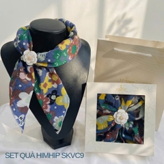Set Quà 20/10 HimHip Khăn Viscose 53*53cm & Cài Khăn Kèm Túi Hộp Thiệp - 09