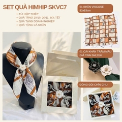 Set Quà 20/10 HimHip Khăn Viscose 53*53cm & Cài Khăn Kèm Túi Hộp Thiệp - 07