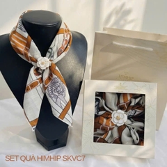 Set Quà 20/10 HimHip Khăn Viscose 53*53cm & Cài Khăn Kèm Túi Hộp Thiệp - 07