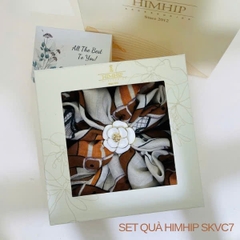 Set Quà 20/10 HimHip Khăn Viscose 53*53cm & Cài Khăn Kèm Túi Hộp Thiệp - 07