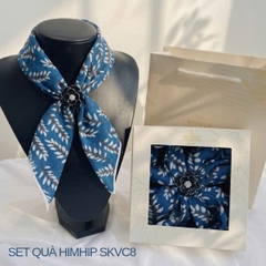 Set Quà 20/10 HimHip Khăn Viscose 53*53cm & Cài Khăn Kèm Túi Hộp Thiệp - 08