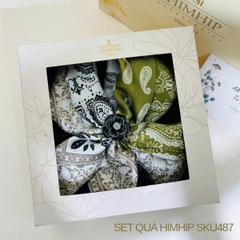 Set Quà 20/11 HimHip Lụa Vuông 60*60cm & Cài Khăn Kèm Túi Hộp Thiệp - 487