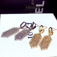 Khuyên Tai Ngắn HimHip Mặt Lục Giác Sang Trọng HKCC Đính Phale 4.1x1.1cm