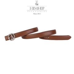 Dây Lưng HimHip Da Thật Mặt Tròn Phối Lá Sang Trọng 2.5x100cm